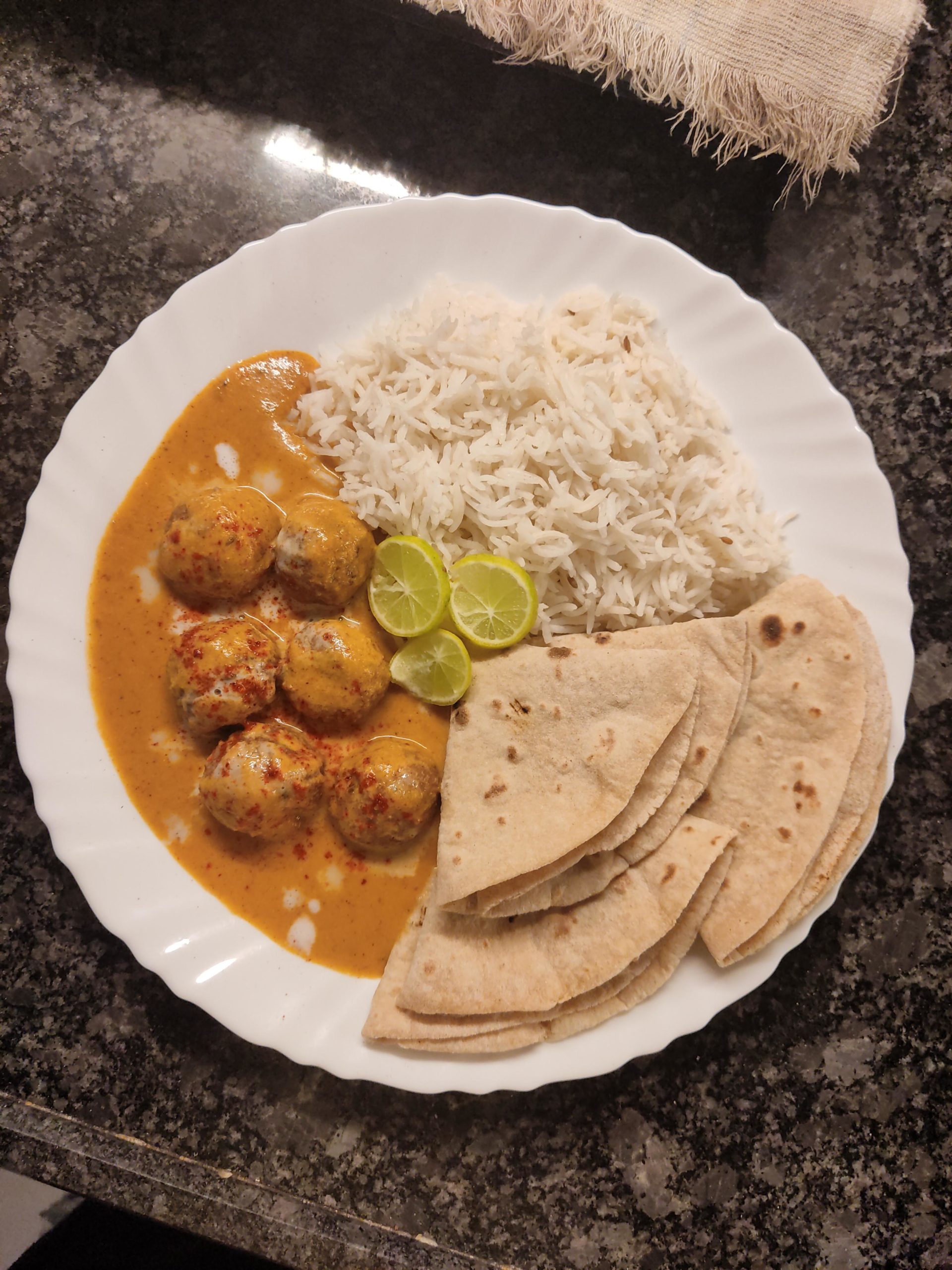 Tofu Kofta, Basmati Rice and Roti Dining and Cooking