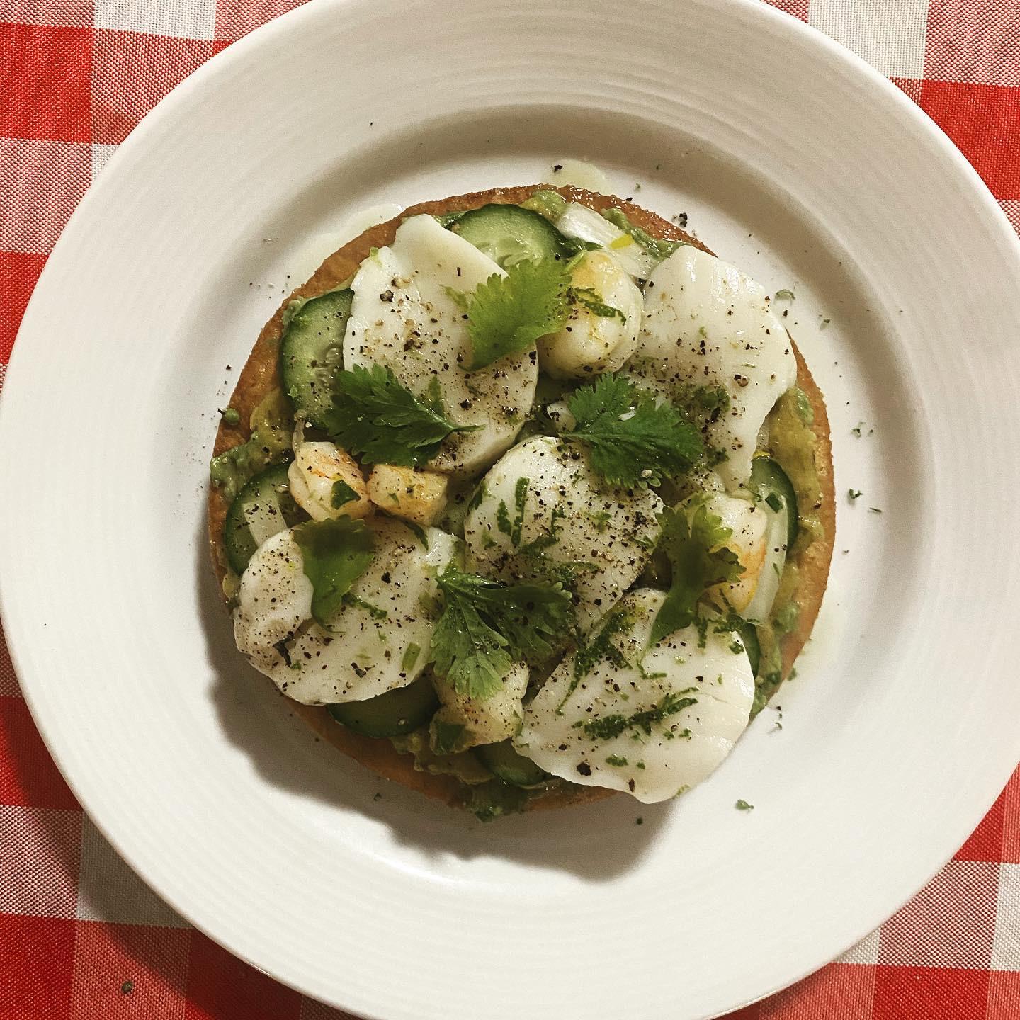 Scallop and Shrimp Ceviche Tostada Dining and Cooking