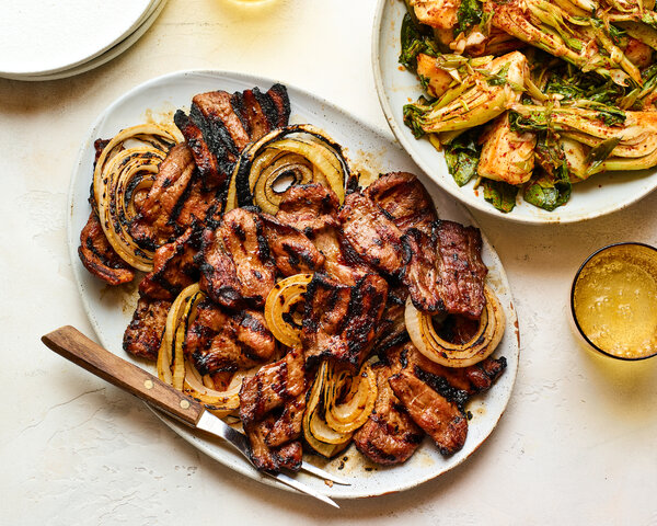 Grilled Gochujang Pork With Fresh Sesame Kimchi