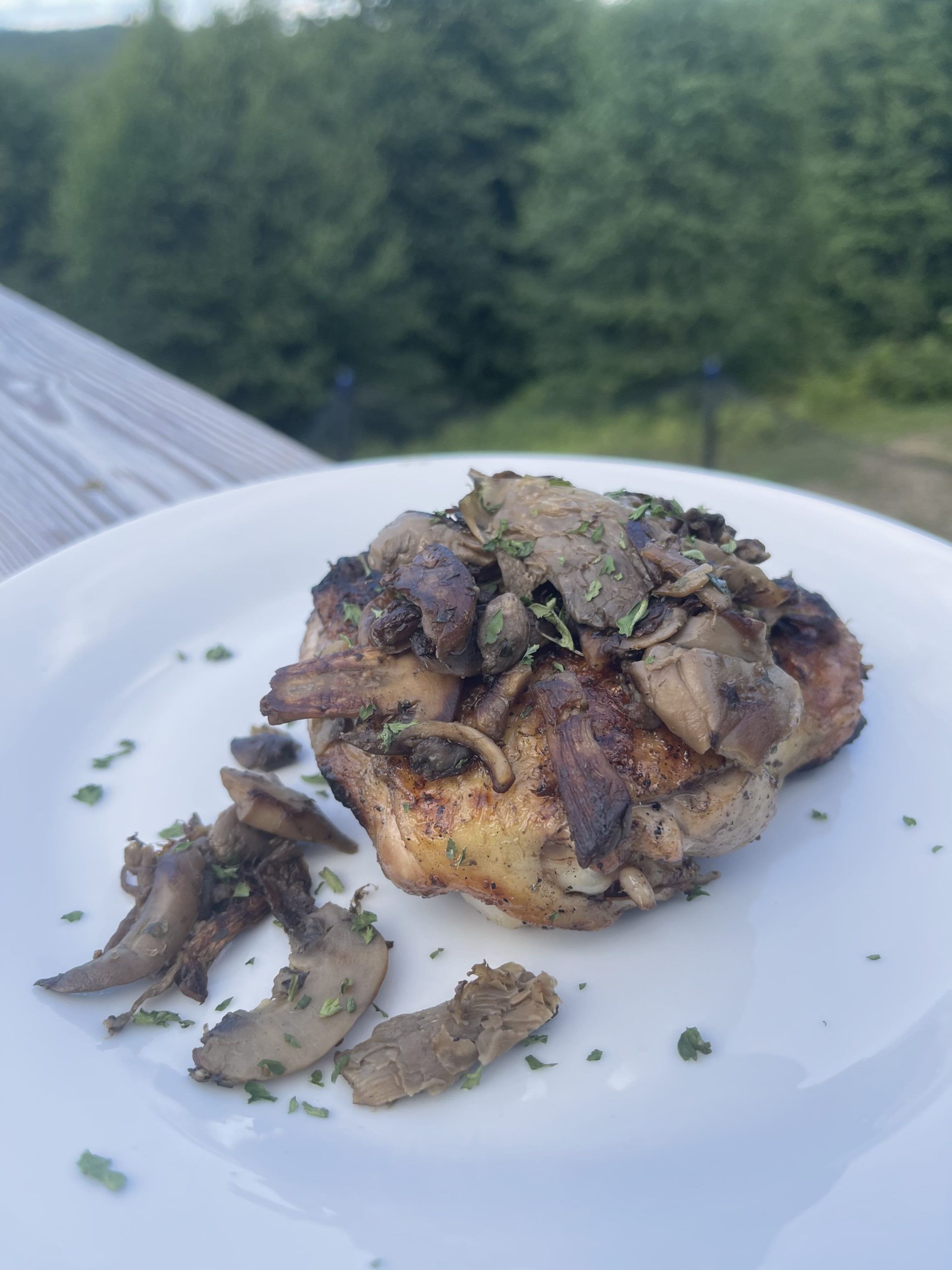 Rosemary Garlic Chicken Thighs with sautéed mushrooms Dining and Cooking