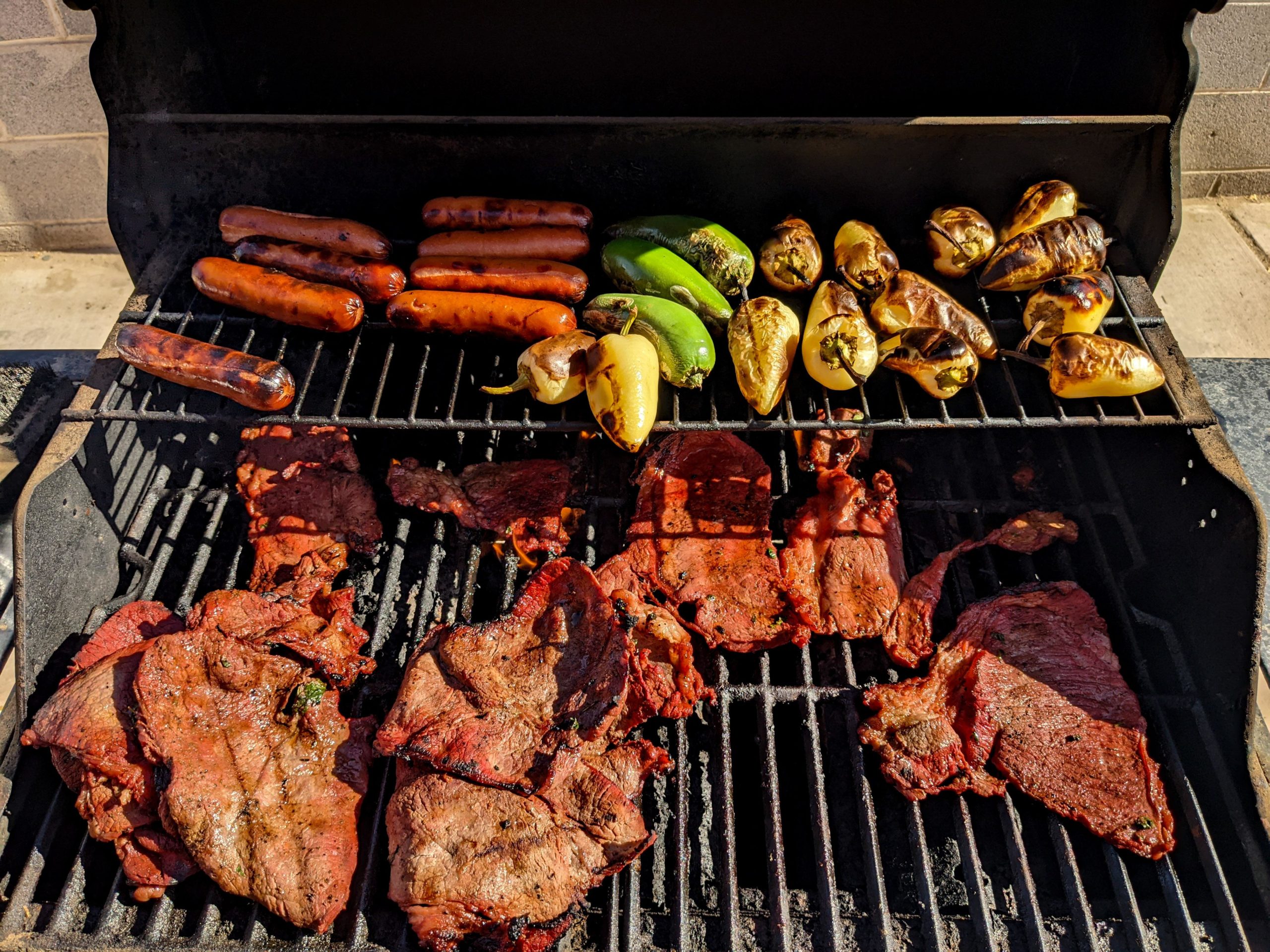 [OC] Carne asada, hot dogs, jalapeños, OH MY! Dining and Cooking