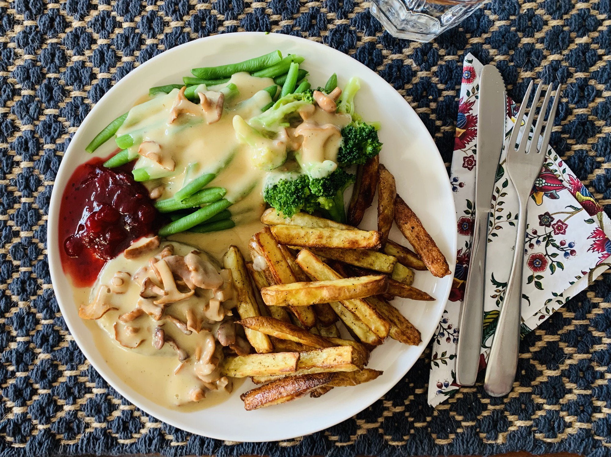 Vegan steak and fries with foraged chanterelles Dining and Cooking