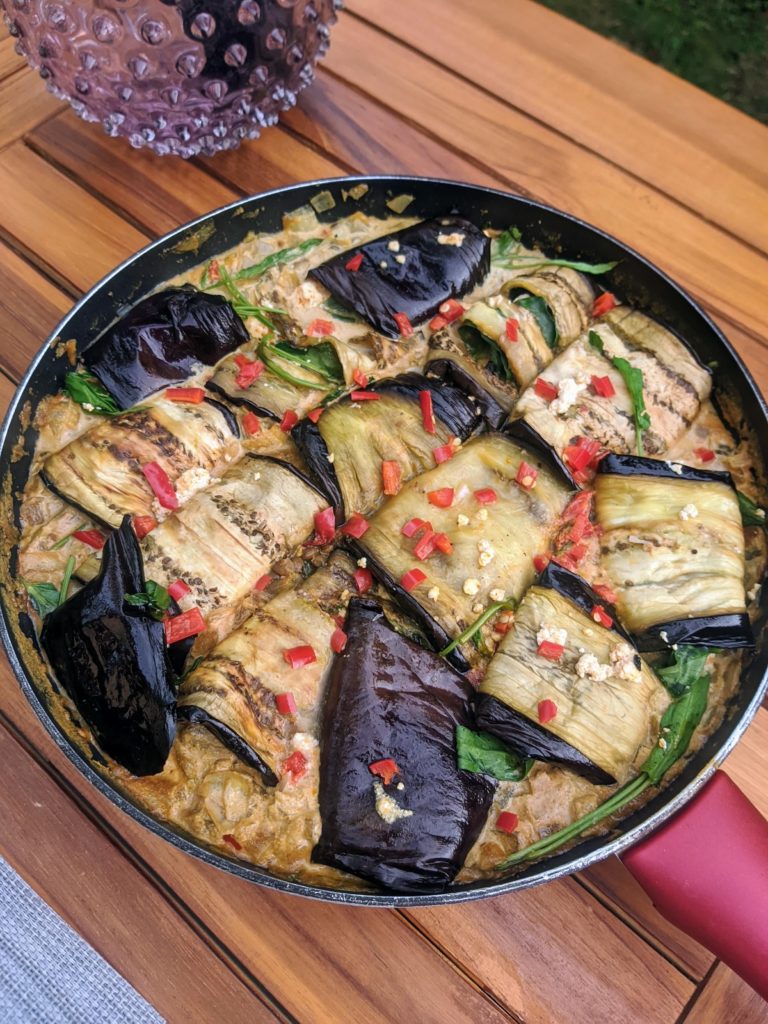 Ottolenghi: Dahl with aubergine rolls