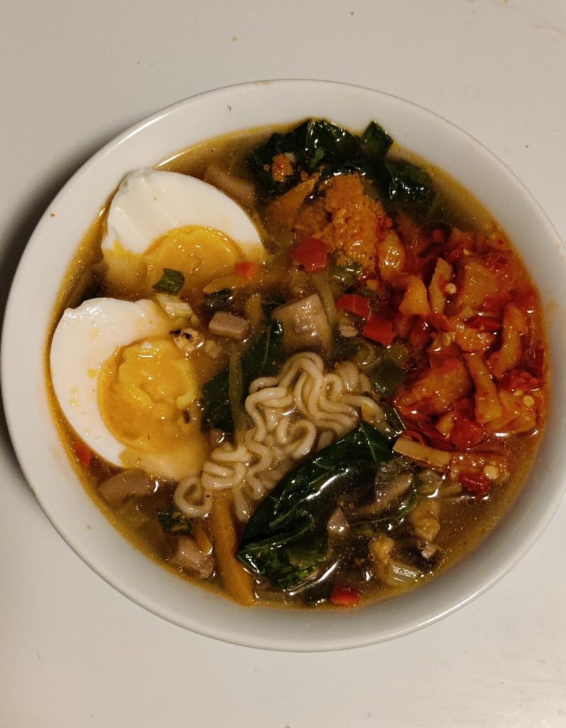 Not sure if eggs count as vegetarian but no animals were killed for this Ramen