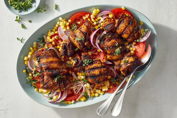 Grilled Chicken With Tomatoes and Corn