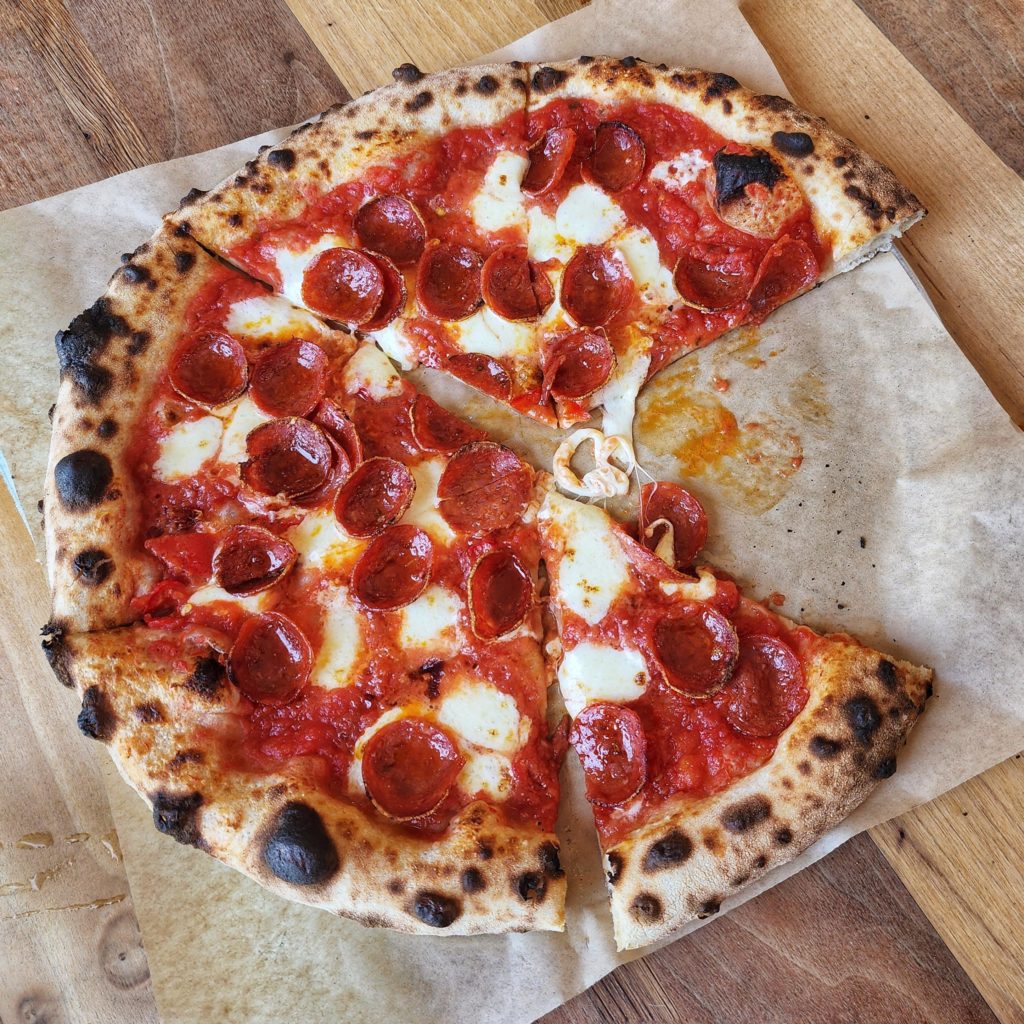 Neapolitan style pepperoni pizza