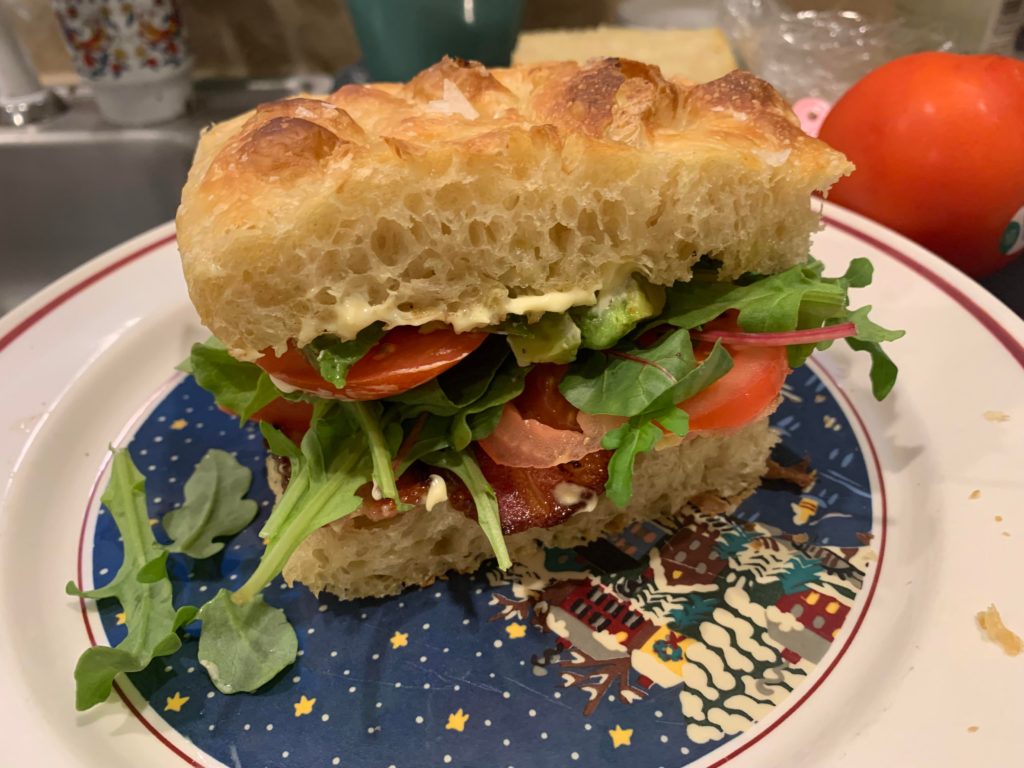 BLT on homemade focaccia