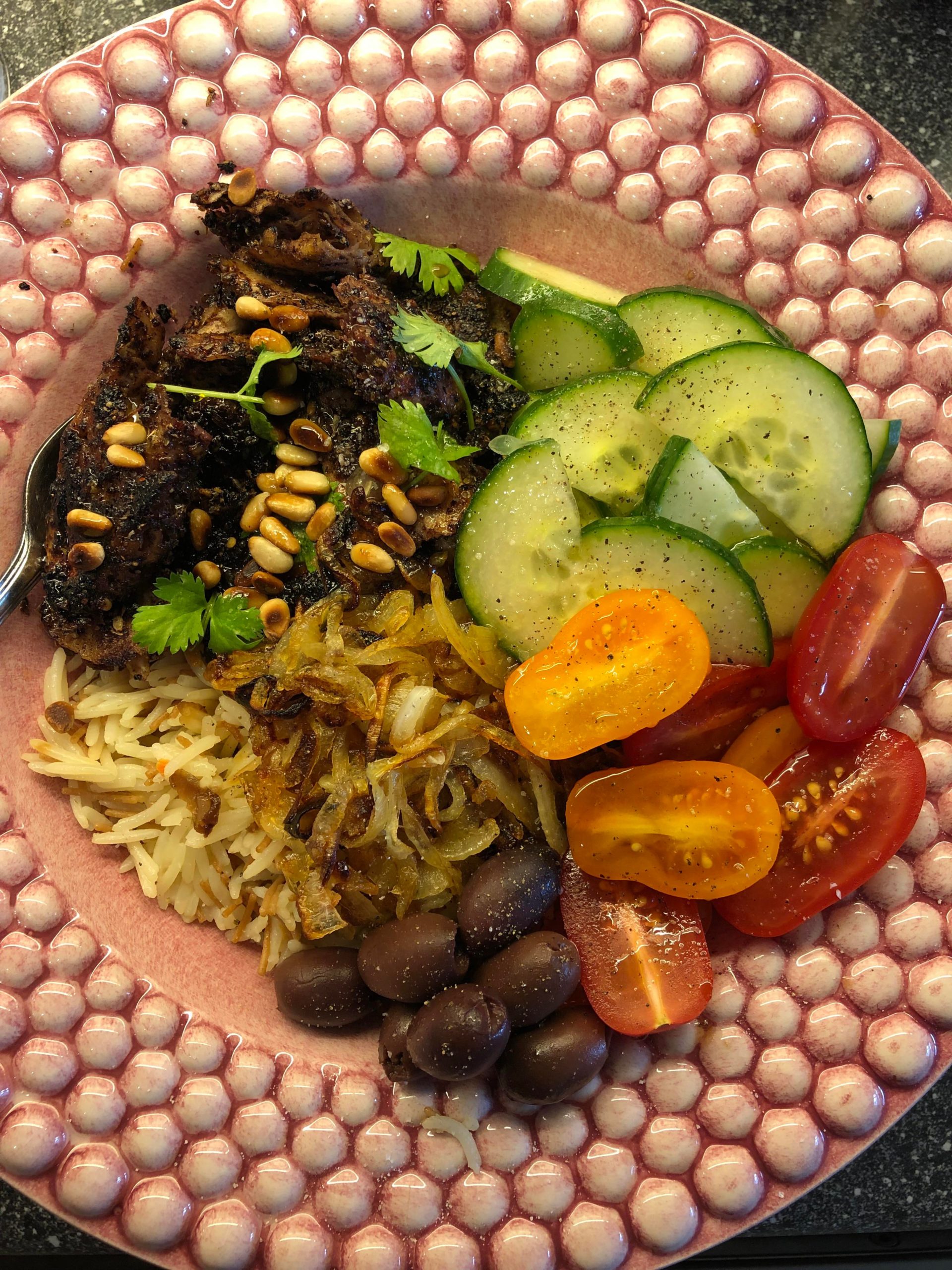 Just some seitan chicken with pomegranate syrup, sumac and zaatar and