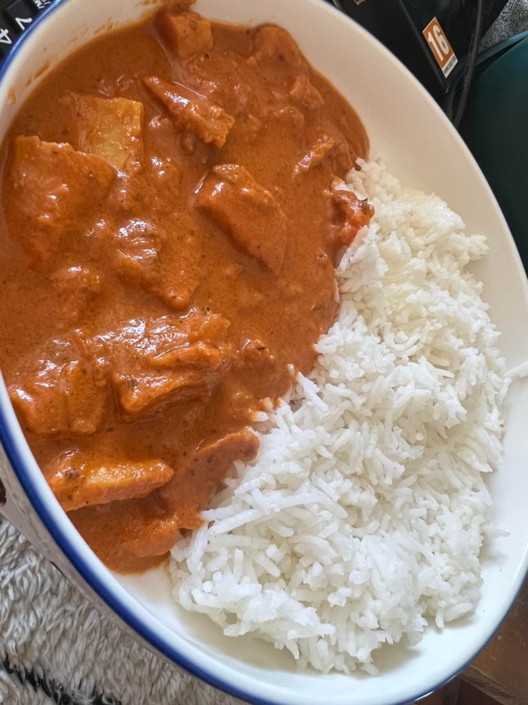 Homemade vegi “chicken” tikka masala