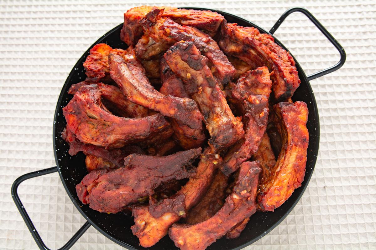 Smoked ribs with Gochujang sauce. Dining and Cooking