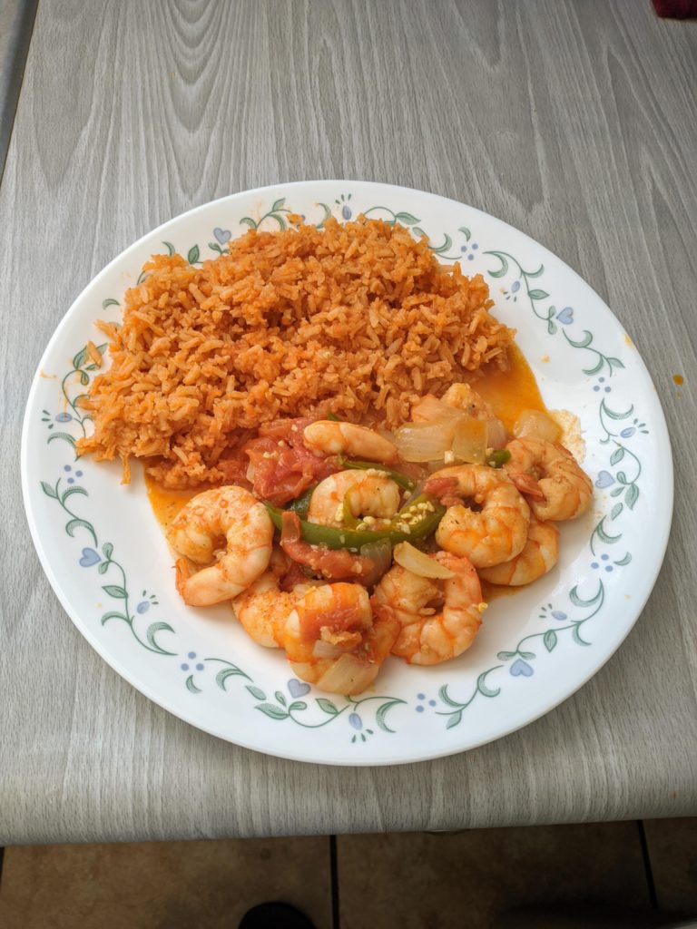 Mexican rice and shrimp