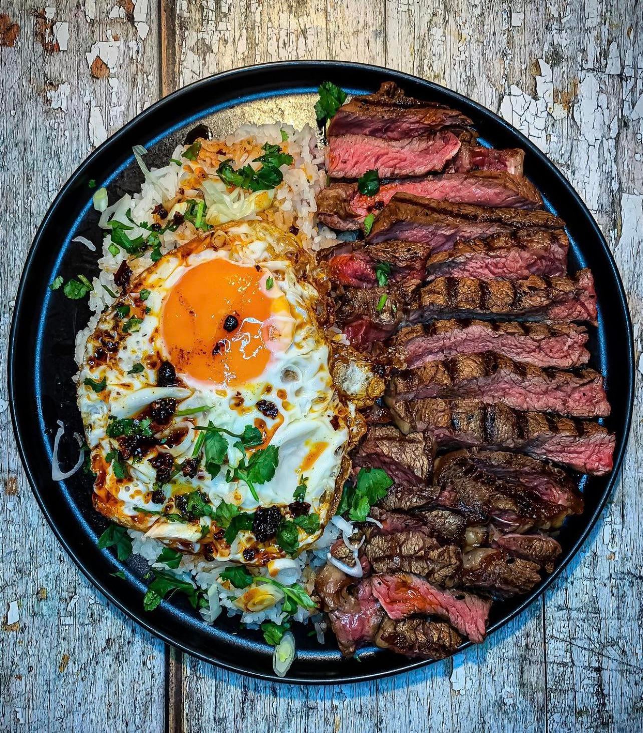 Steak, rice, & egg. Dining and Cooking