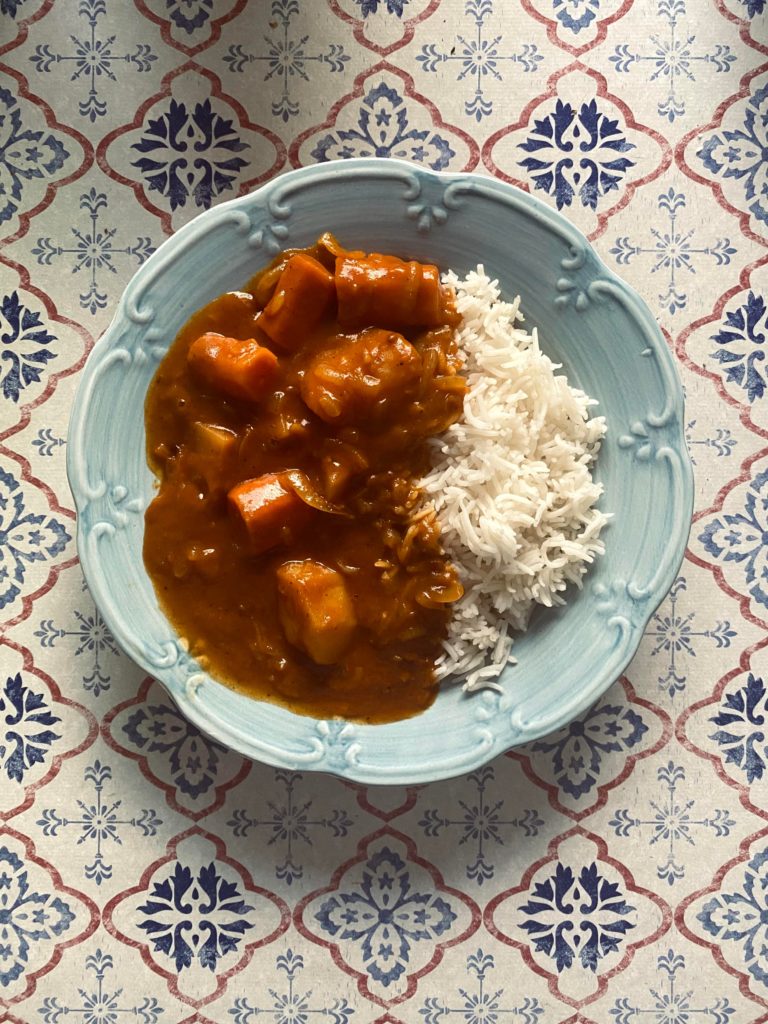 Japanese vegetarian curry over rice (recipe link in comments)