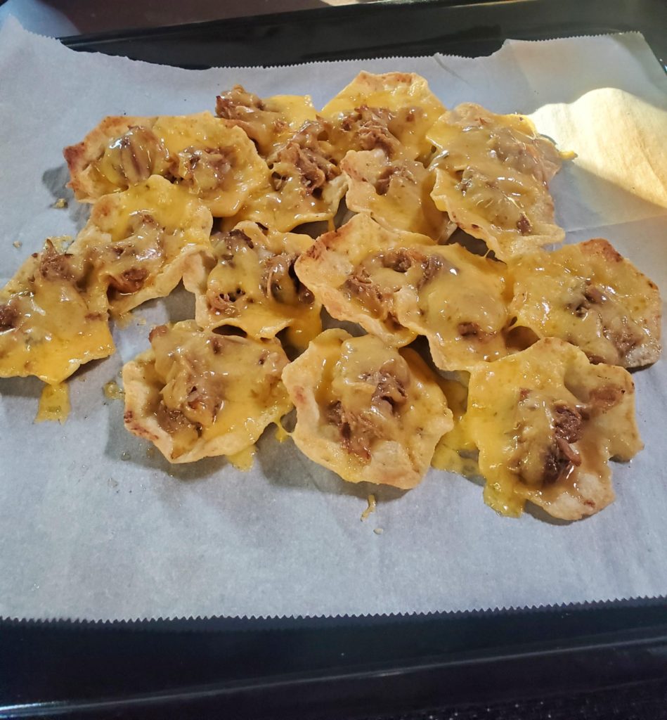 Nachos made from leftover chicken gyro meat