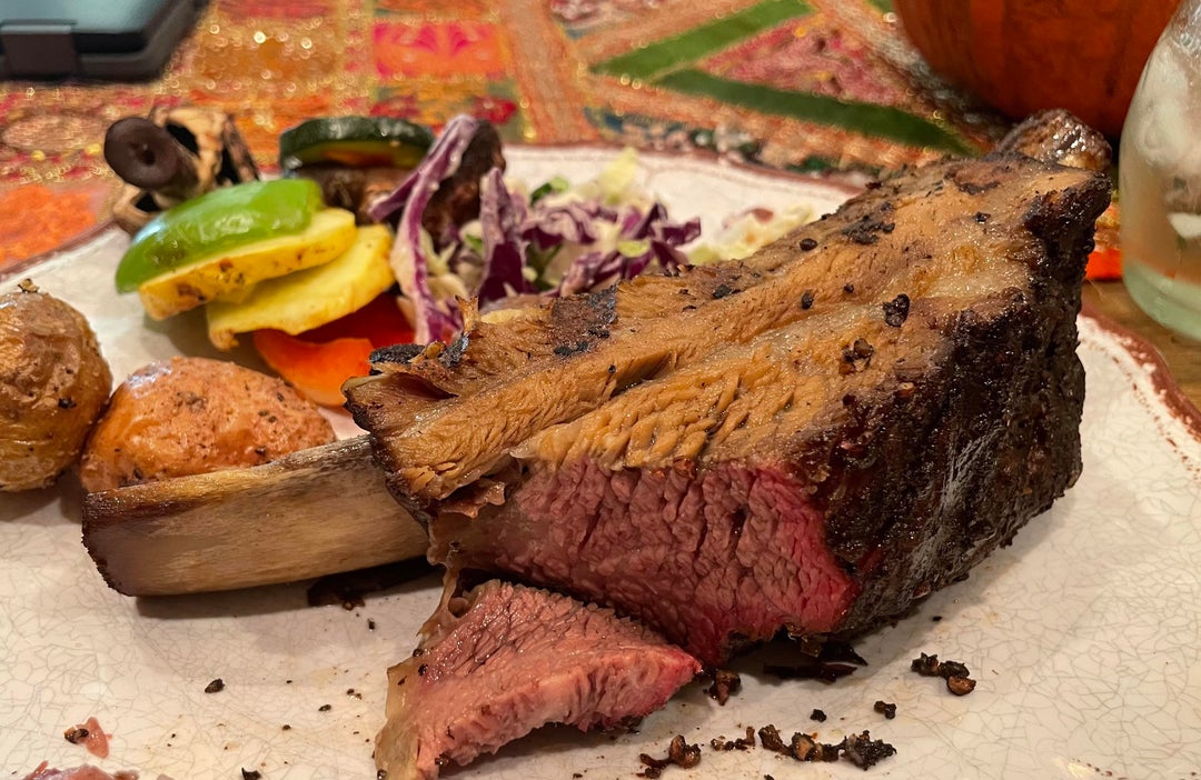 Short rib/Dino rib. 4 hour smoke on Kamado Joe (220). 24 hours sous