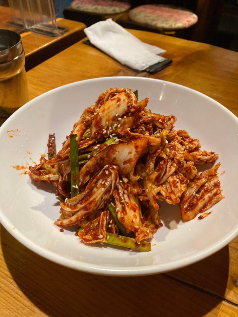 Freshly tossed kimchi