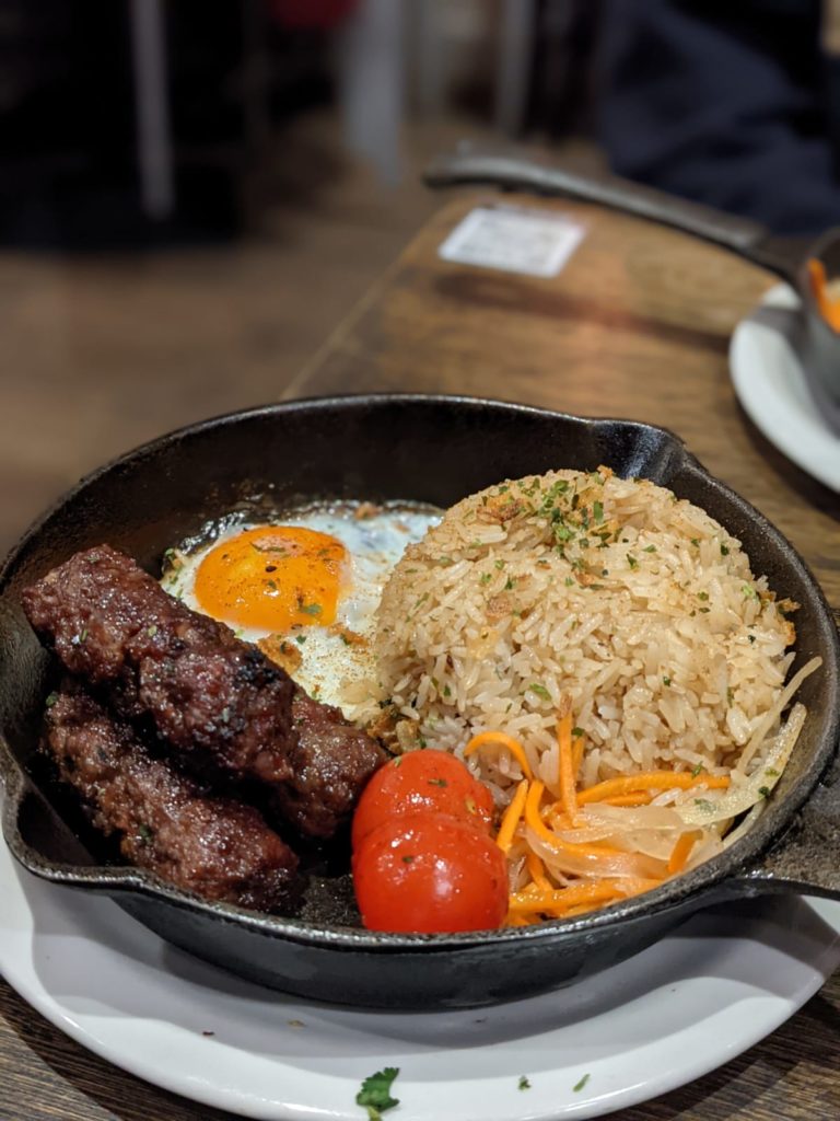 Filipino Longsilog (Sausage, Garlic Rice and Fried Eggs)