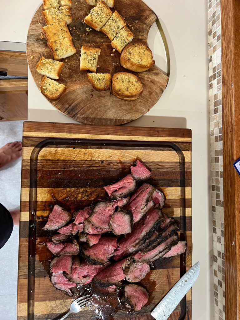 Smoked Prime Tri-Tip with Garlic Bread