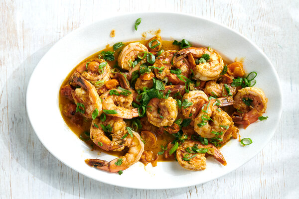 Spiced Ginger Shrimp With Burst Tomatoes