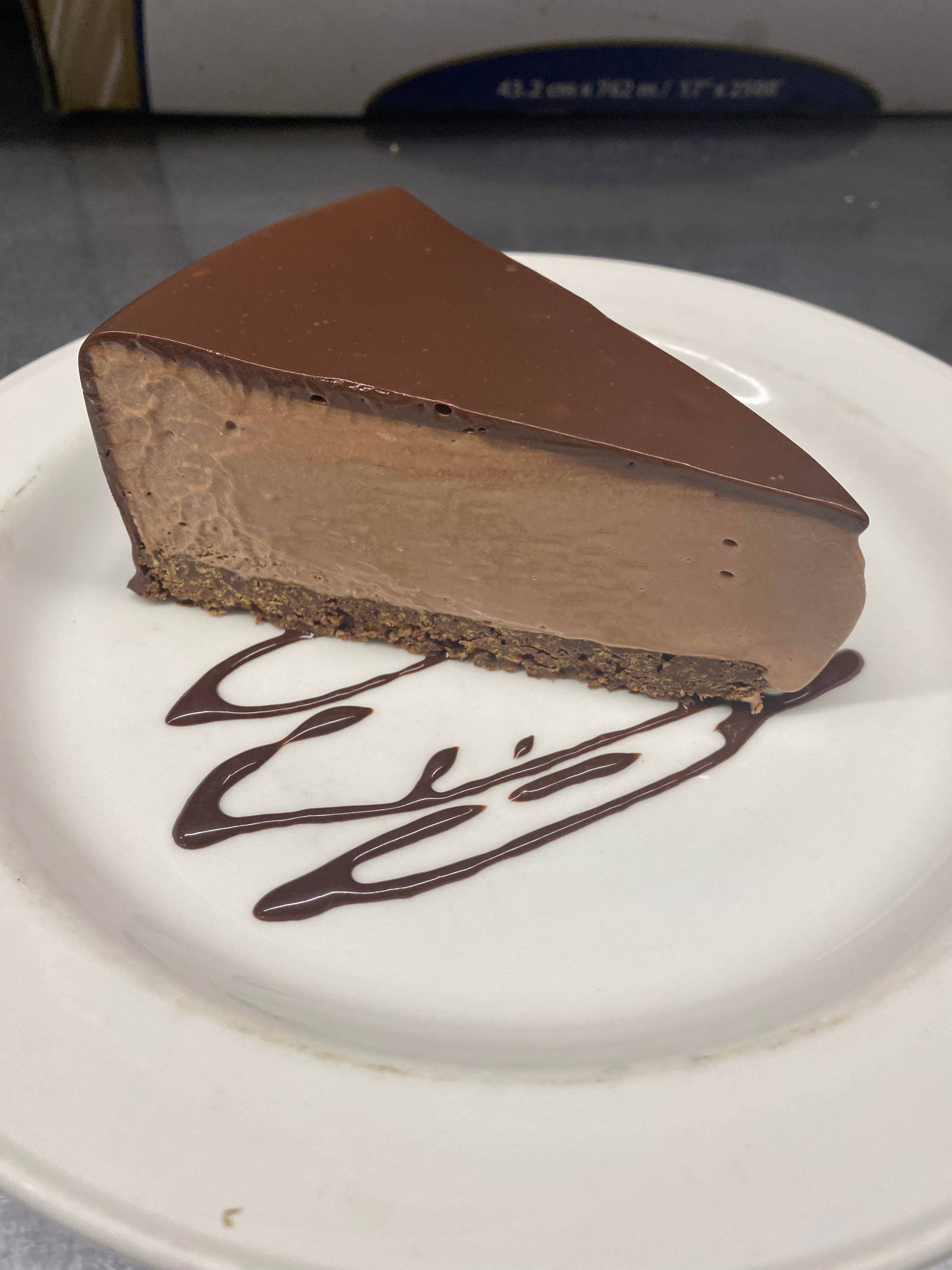 [I made] Royale. Chocolate mousse on a hazelnut feuilletine base