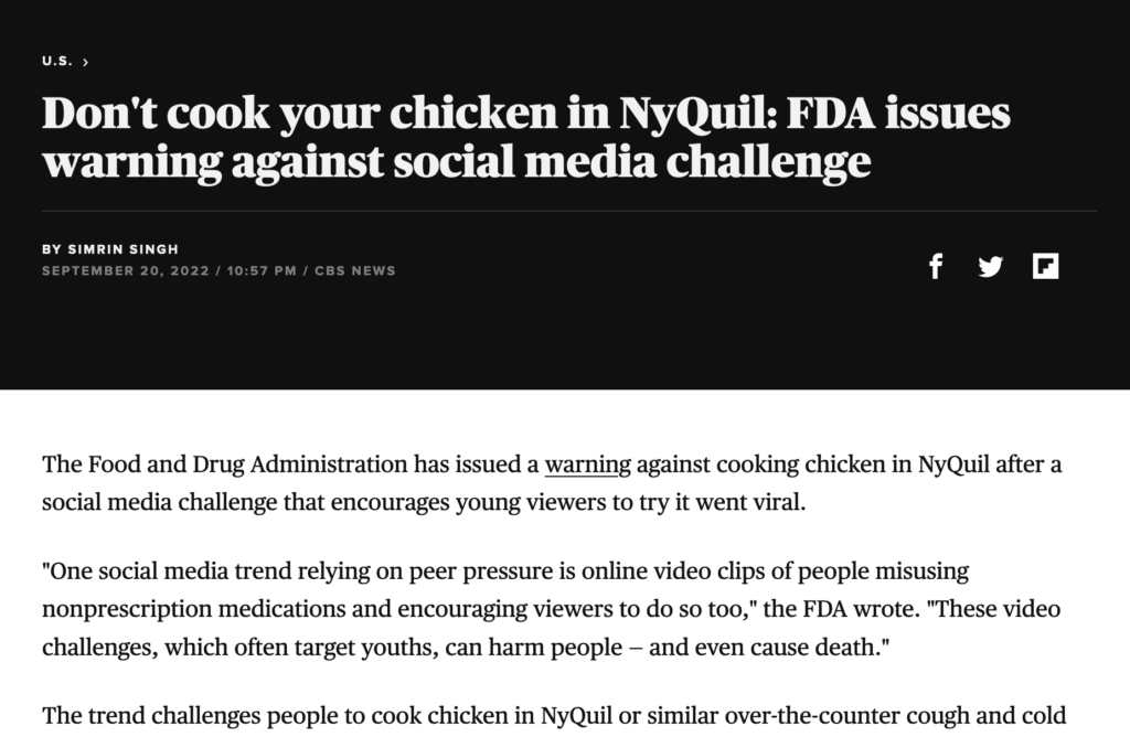 Well, they didn't say anything about cooking tofu in Nyquil...
