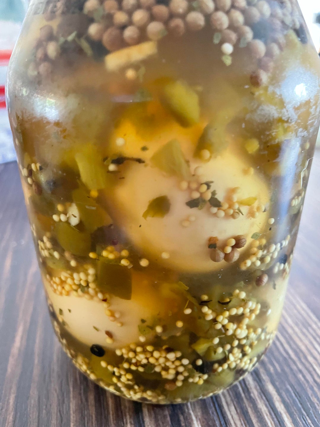 Apple cider pickled eggs in the fridge Dining and Cooking