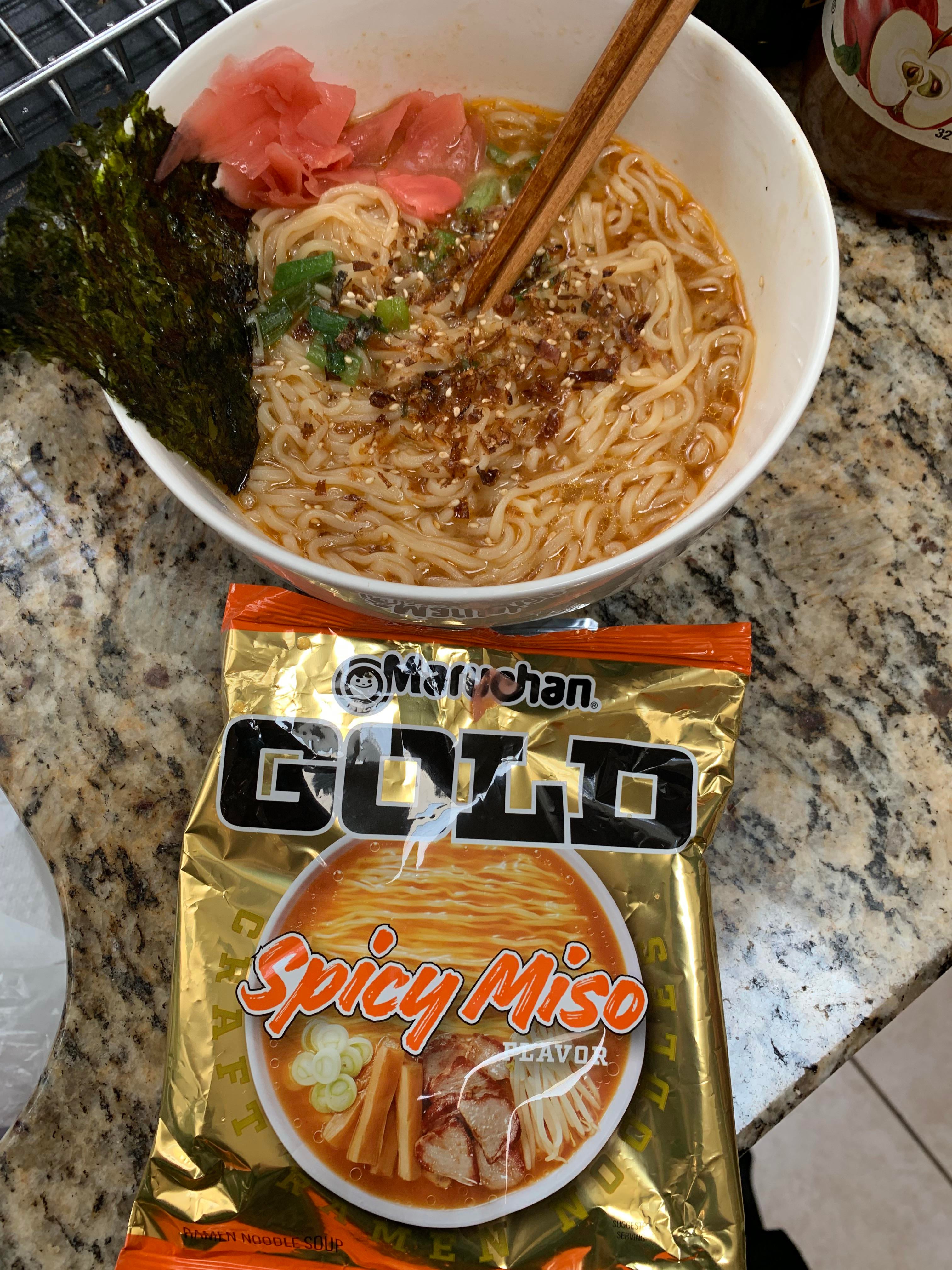 Japanese Maruchan Gold Spicy Miso ramen Dining and Cooking