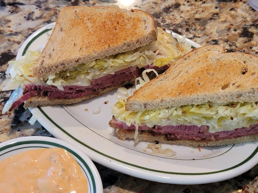 Reubens can be pastrami or corned beef but sauerkraut is a must, as is