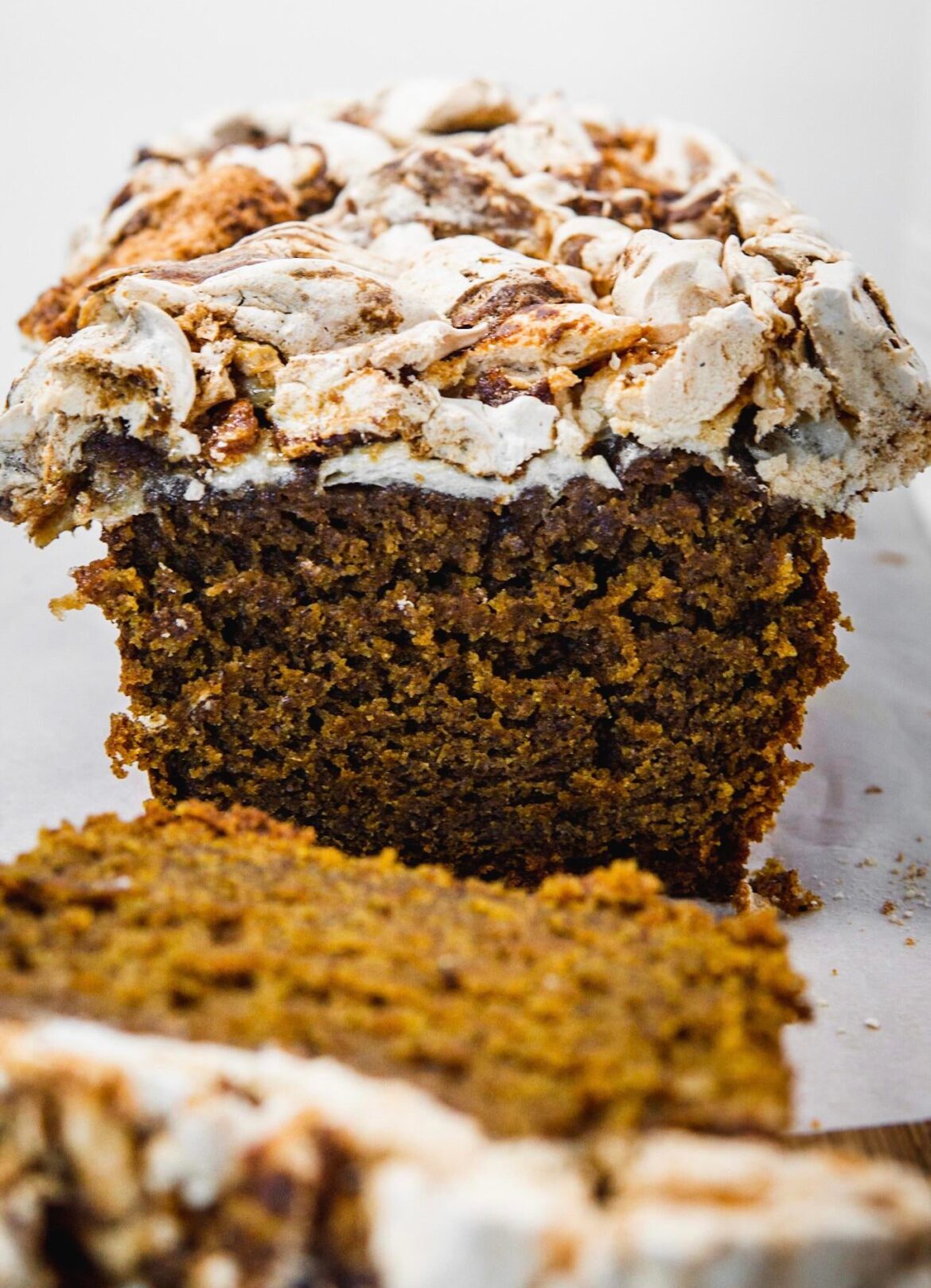 Pumpkin Spice Tea Cake with Meringue Topping