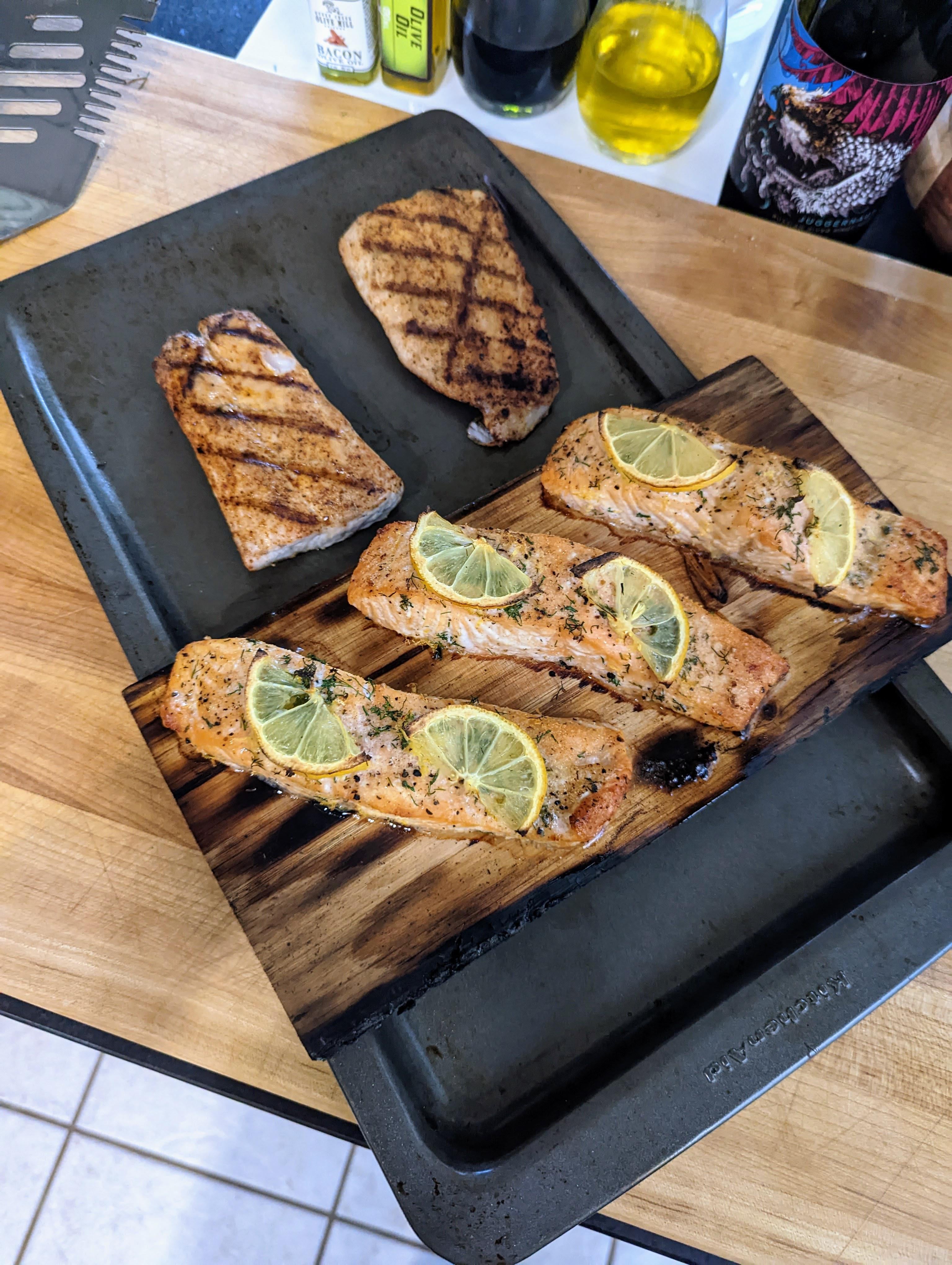 Grilled Mahi Mahi & Cedar Planked Salmon Dining and Cooking