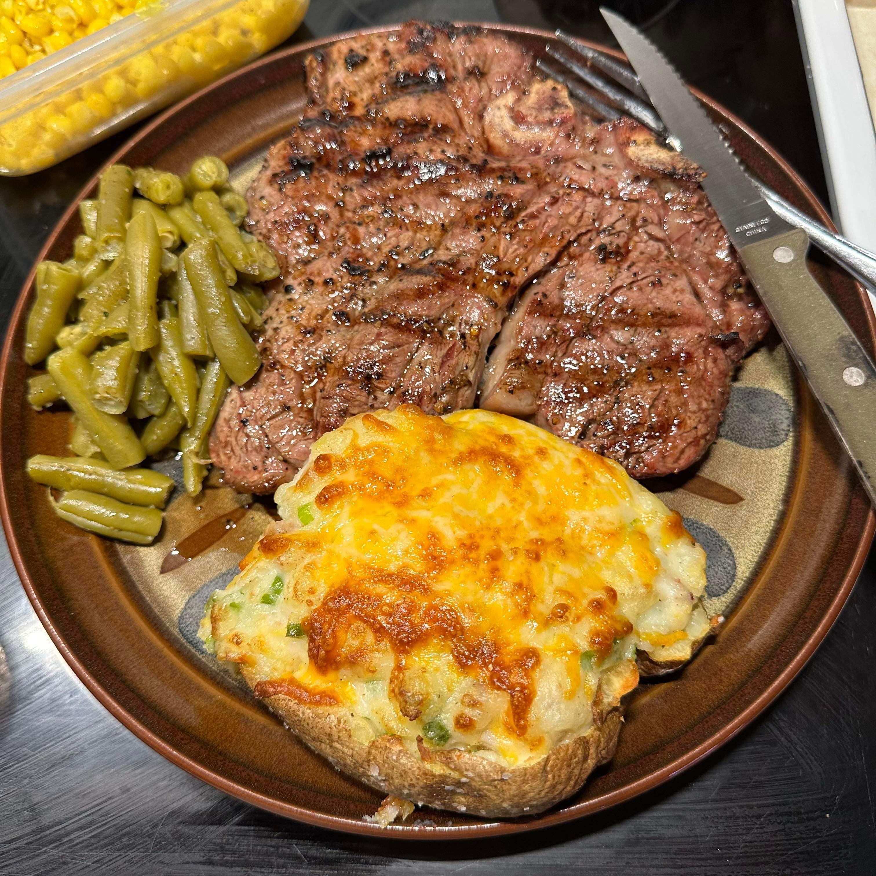 Tbone steak and twicebaked potato Dining and Cooking