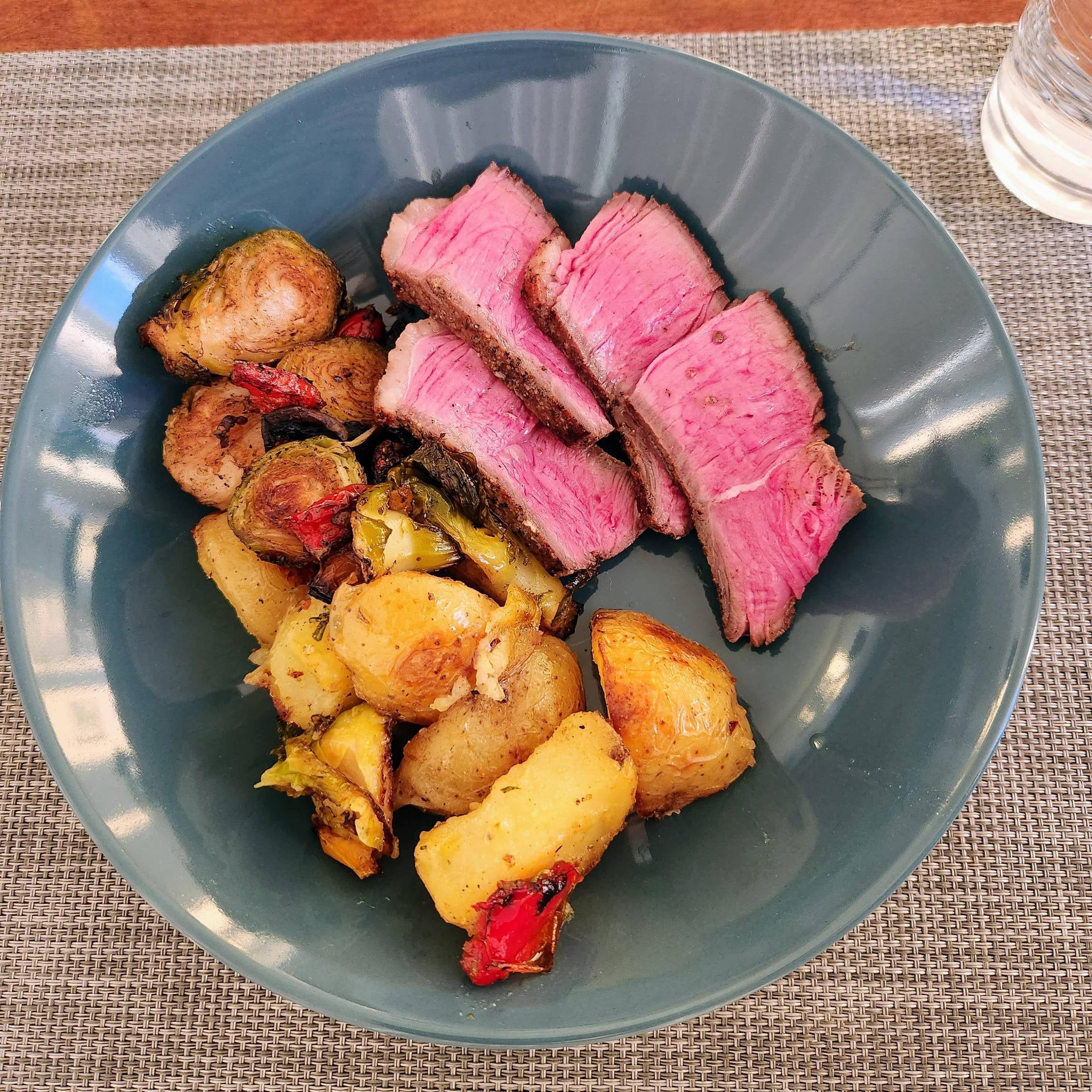 Reverse Seared New York Strip Steak With Sides Dining And Cooking reverse-seared-new-york-strip-steak-with-sides-dining-and-cooking