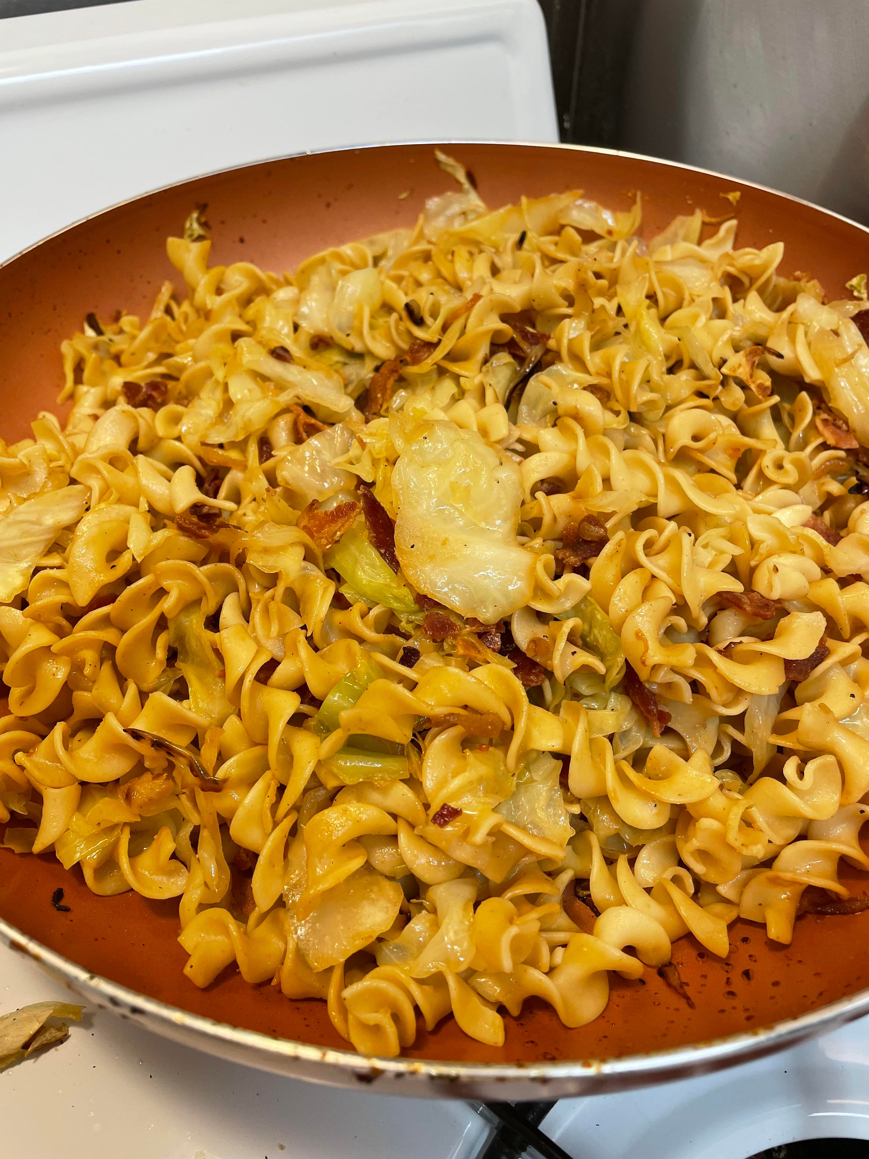 Not the prettiest in the pageant. Pennsylvania halushki. Cabbage, onion