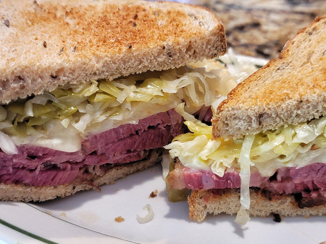 Reubens can be pastrami or corned beef but sauerkraut is a must, as is