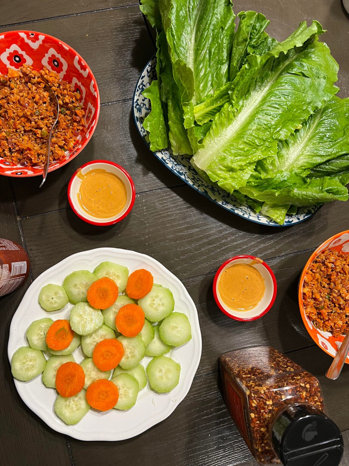 Vegan Lettuce Wraps and Peanut Sauce