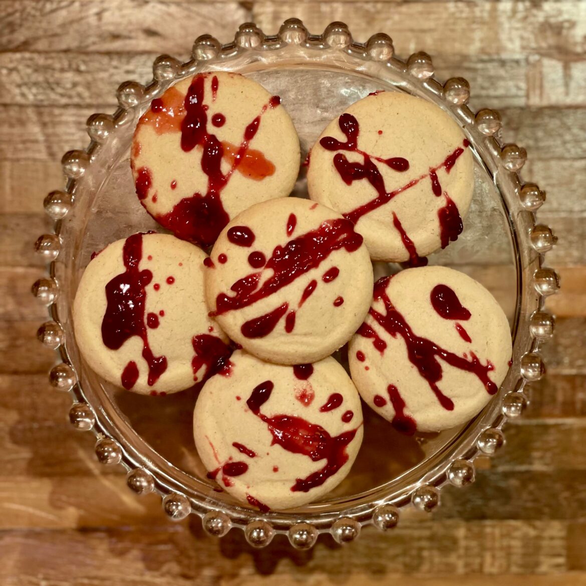 Halloween Blood Splatter Shortbread Cookies (Recipe)