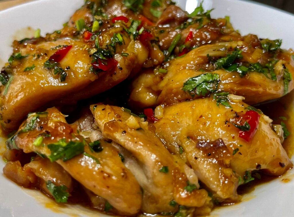 Simmer Chicken Thighs in coconut water