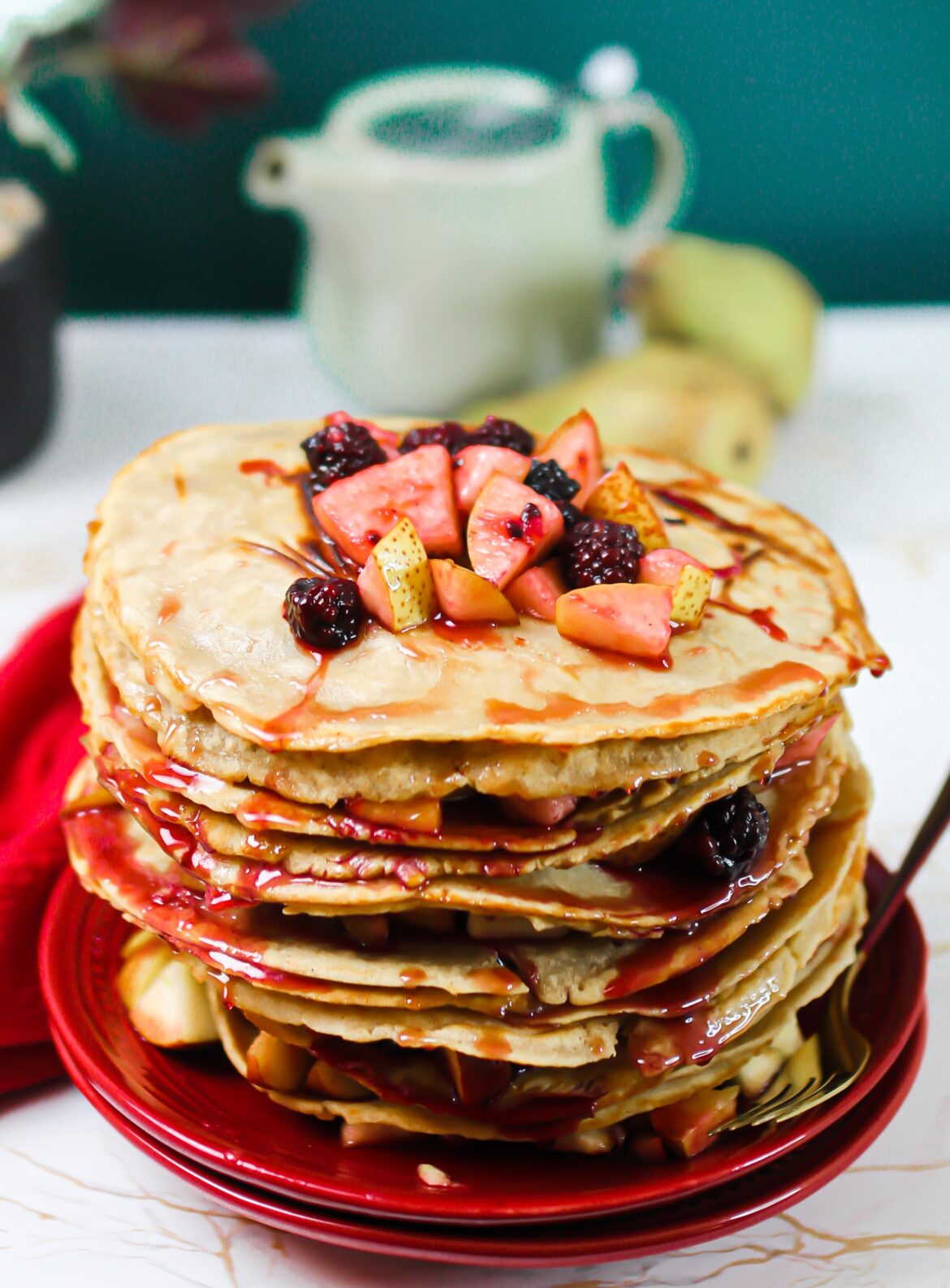 The Best Warm Pancake Fruit Stack!!!