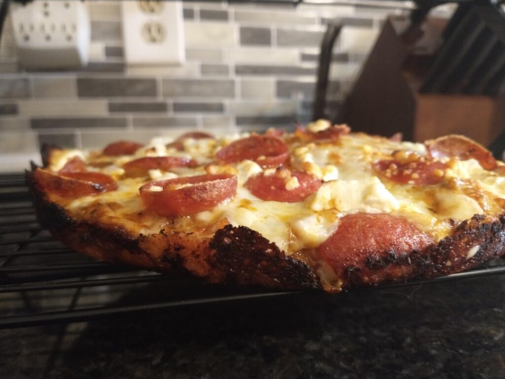 Homemade pan pizza - I finally got wise and started using a cooling rack