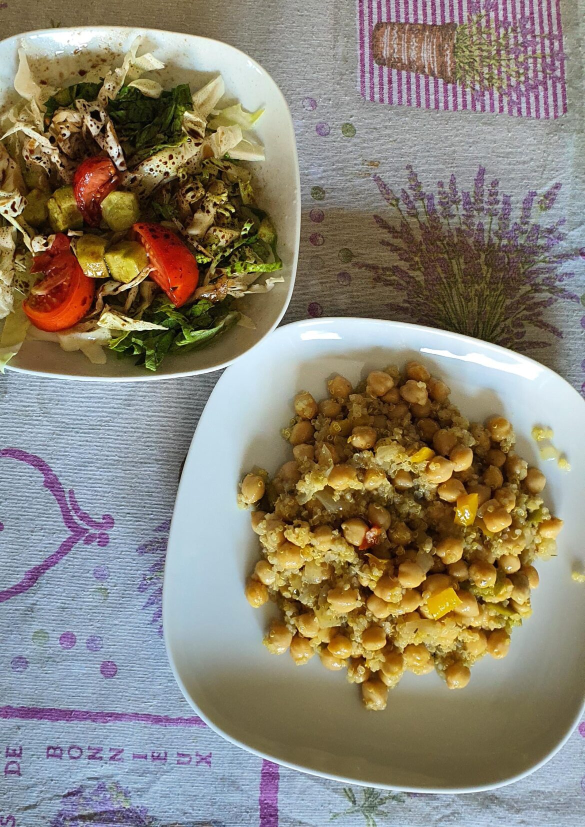 Chickpeas with Quinoa and Chinese Cabbage Salad.