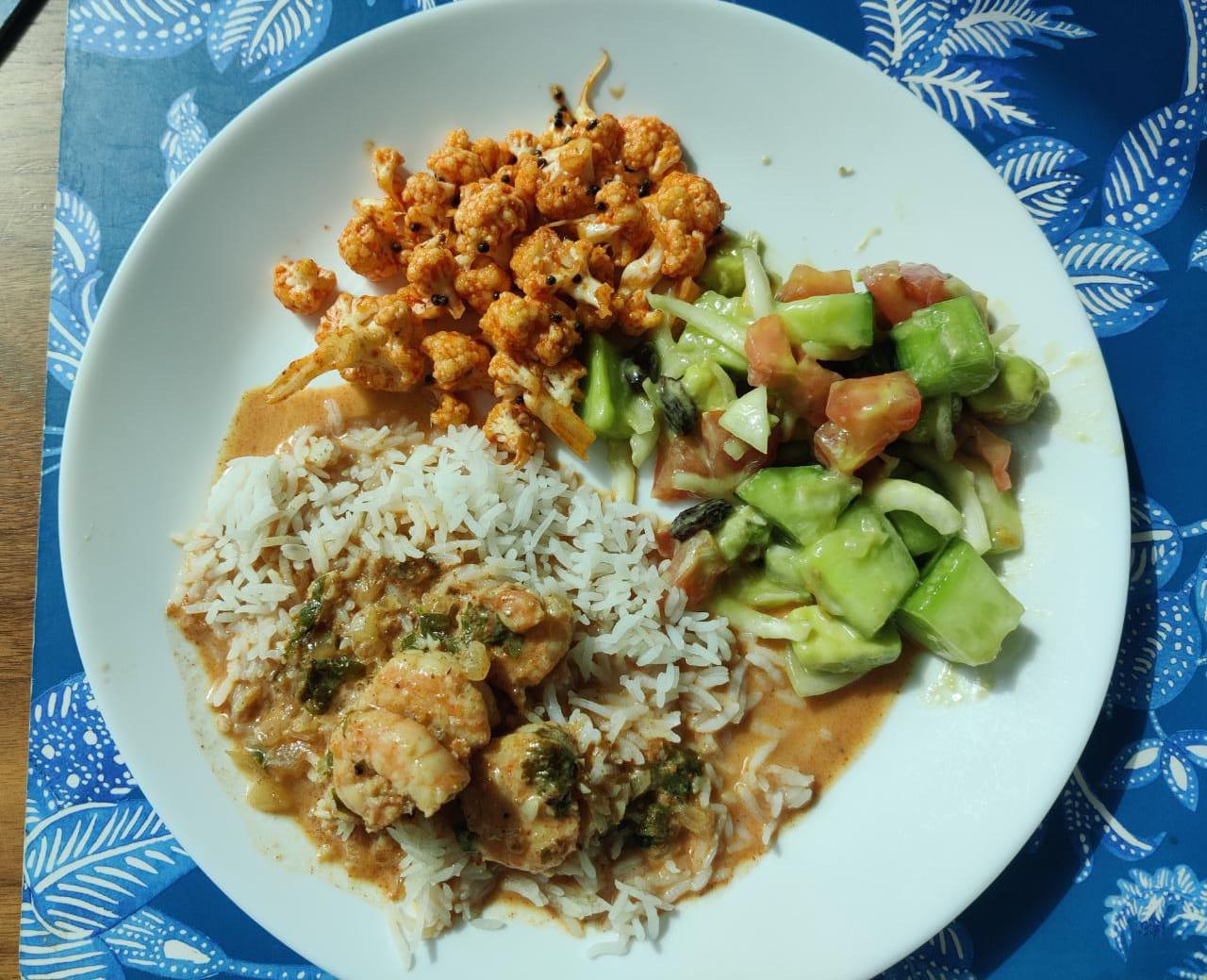Konkani (Western Indian) Prawn Curry with Pickled Cauliflower Dining