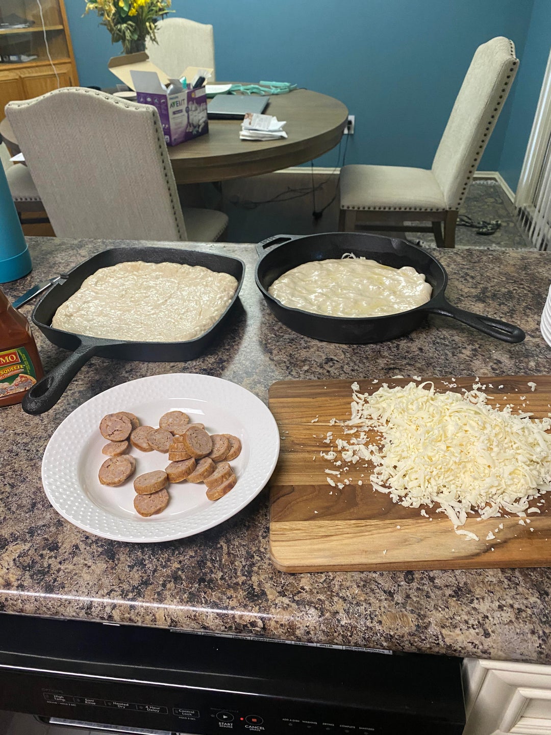 Finally tried cast iron pan pizza. I thought the square pan with ridges