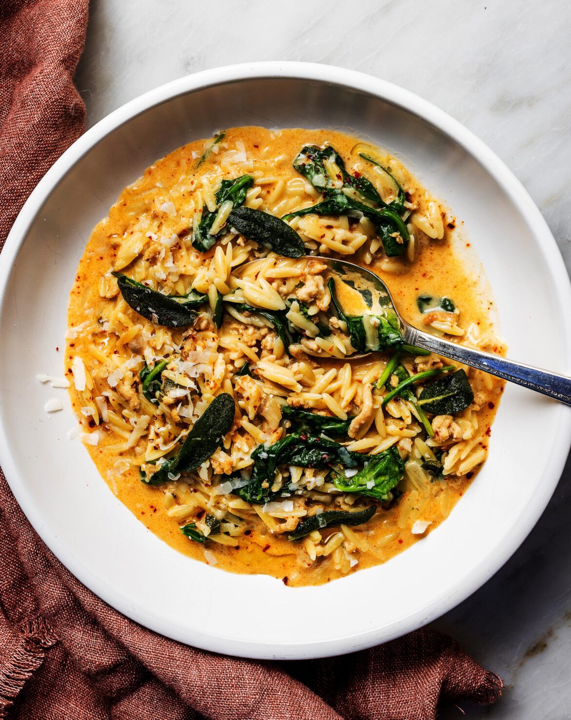 Creamy Chicken Orzo with Sage