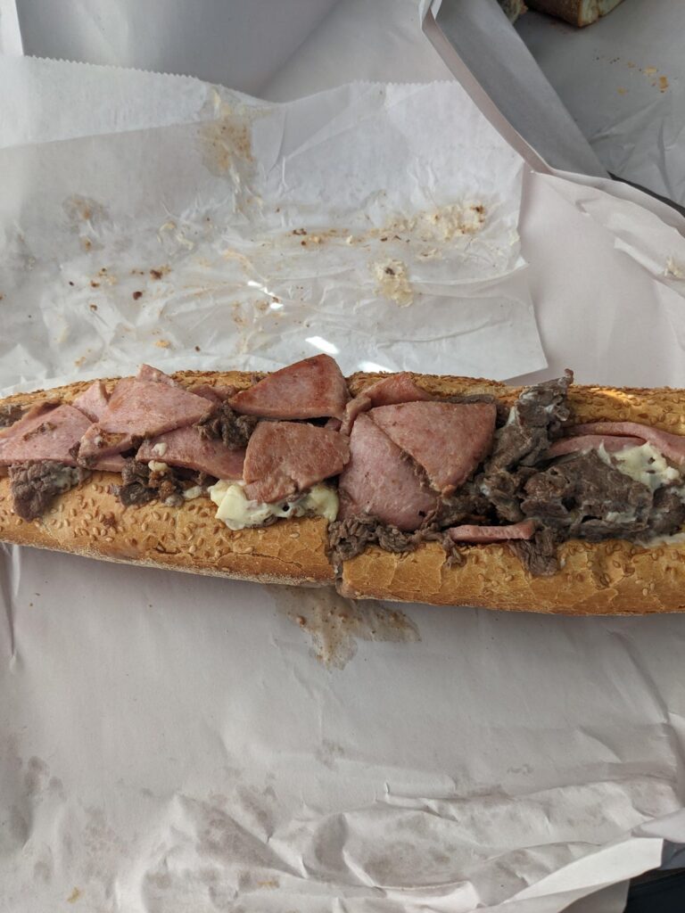 cheesesteak with pork roll.