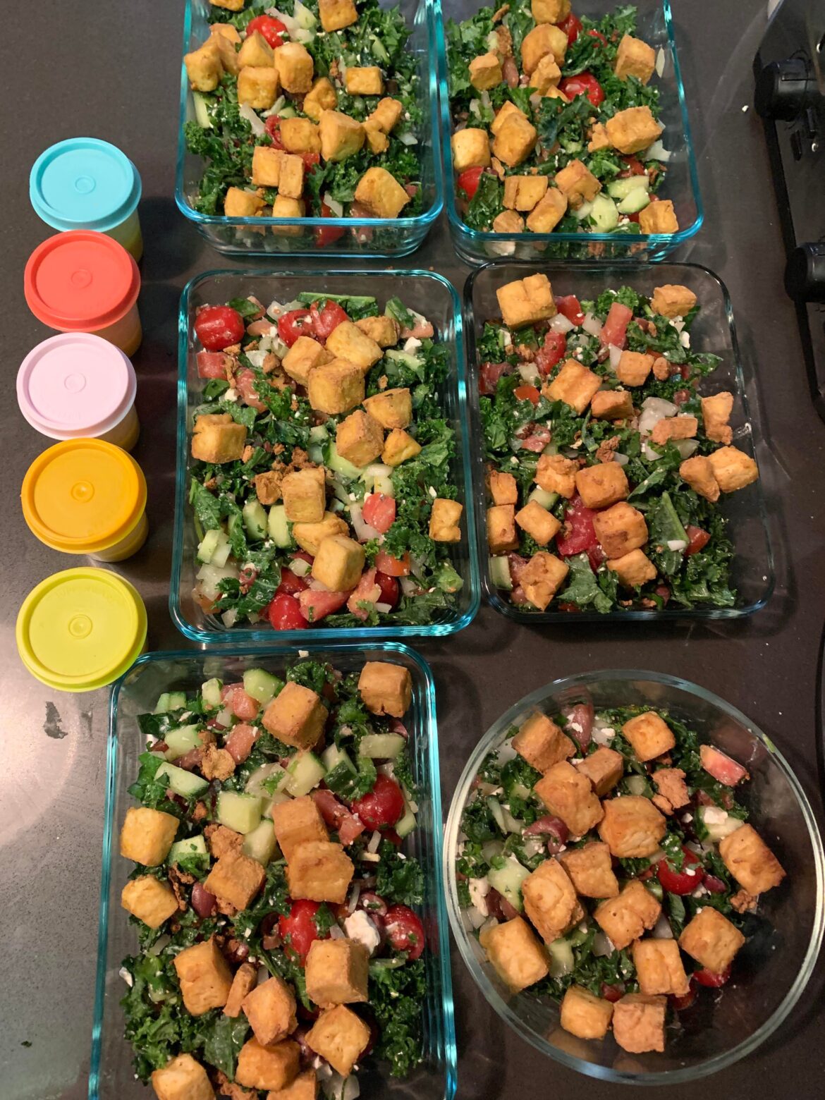 Greek salad w air fried tofu