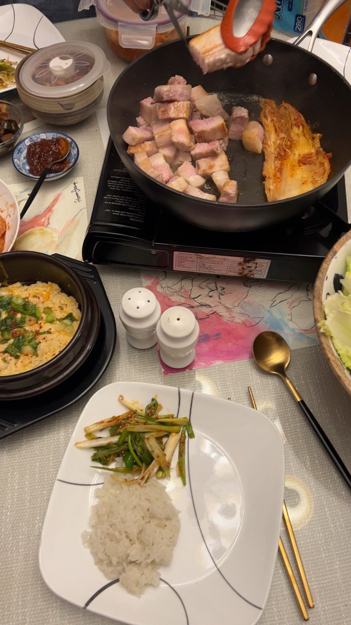 Pork belly and kimchi for a simple lunch today