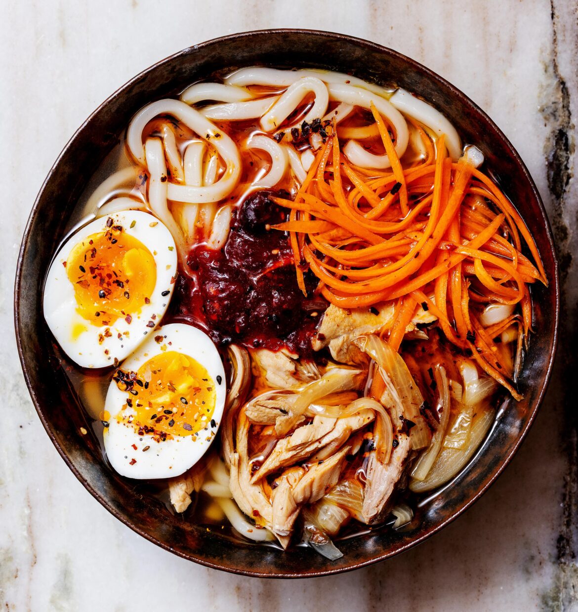 Leftover Turkey Udon with Orange and Miso