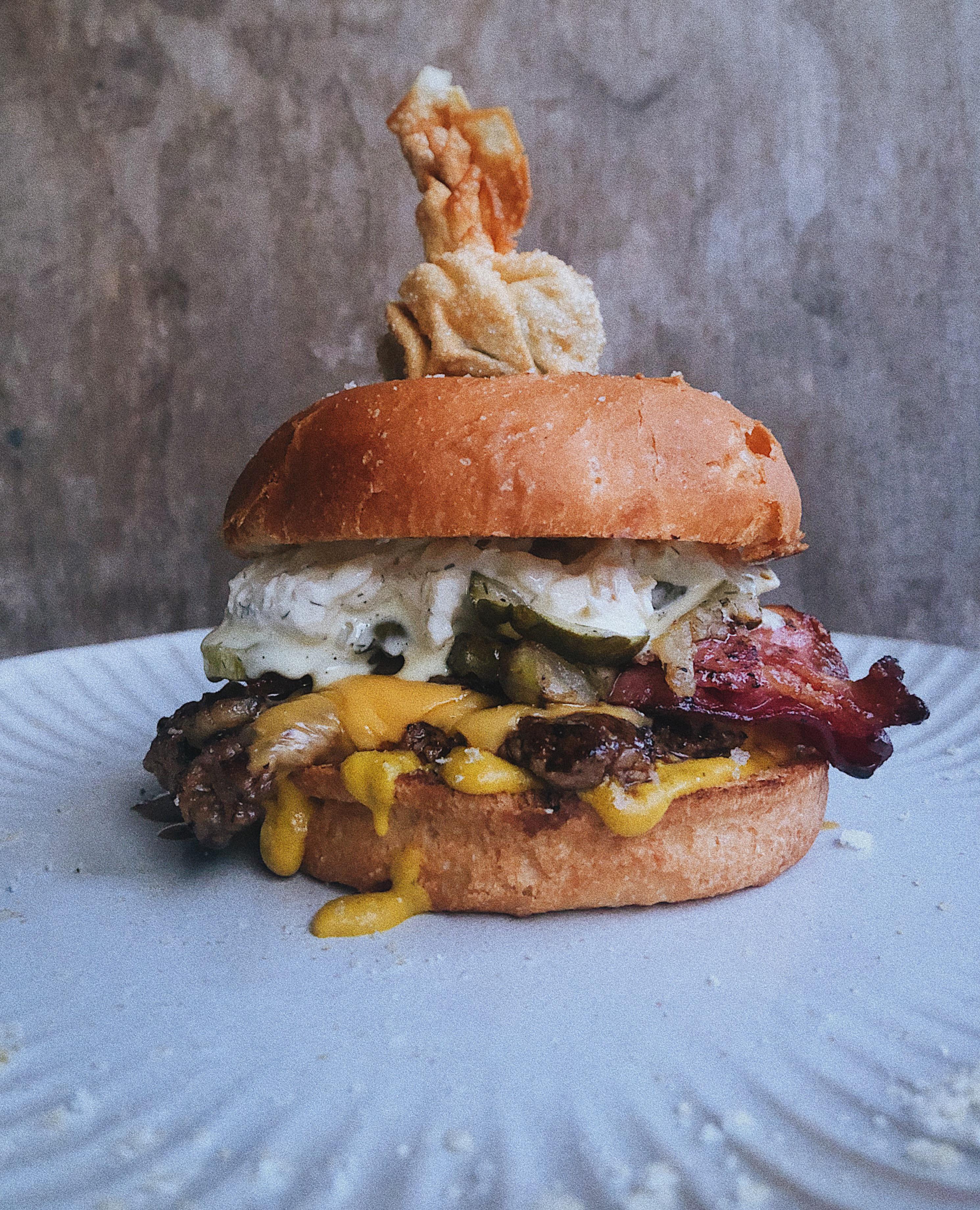 THE PICKLE KING brisket/chuck/diced pickles patty, cheddar, pickles