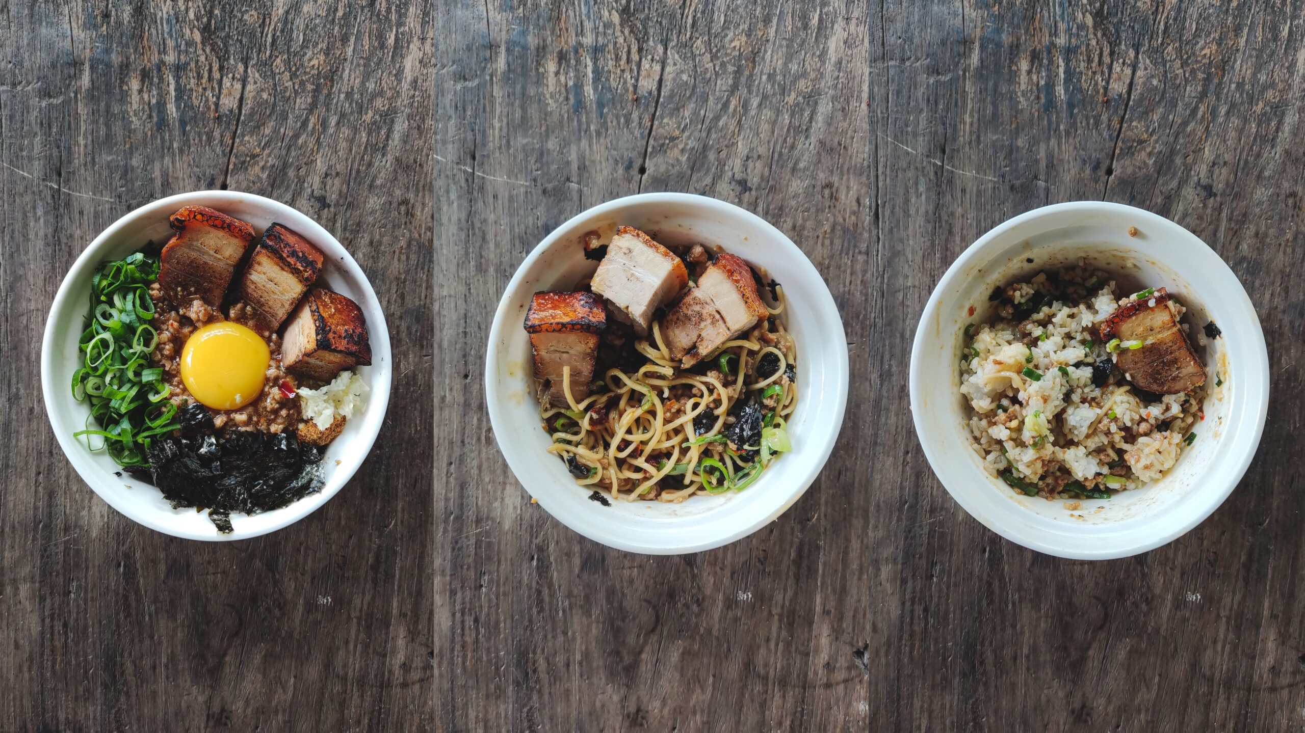 three stages of mazesoba