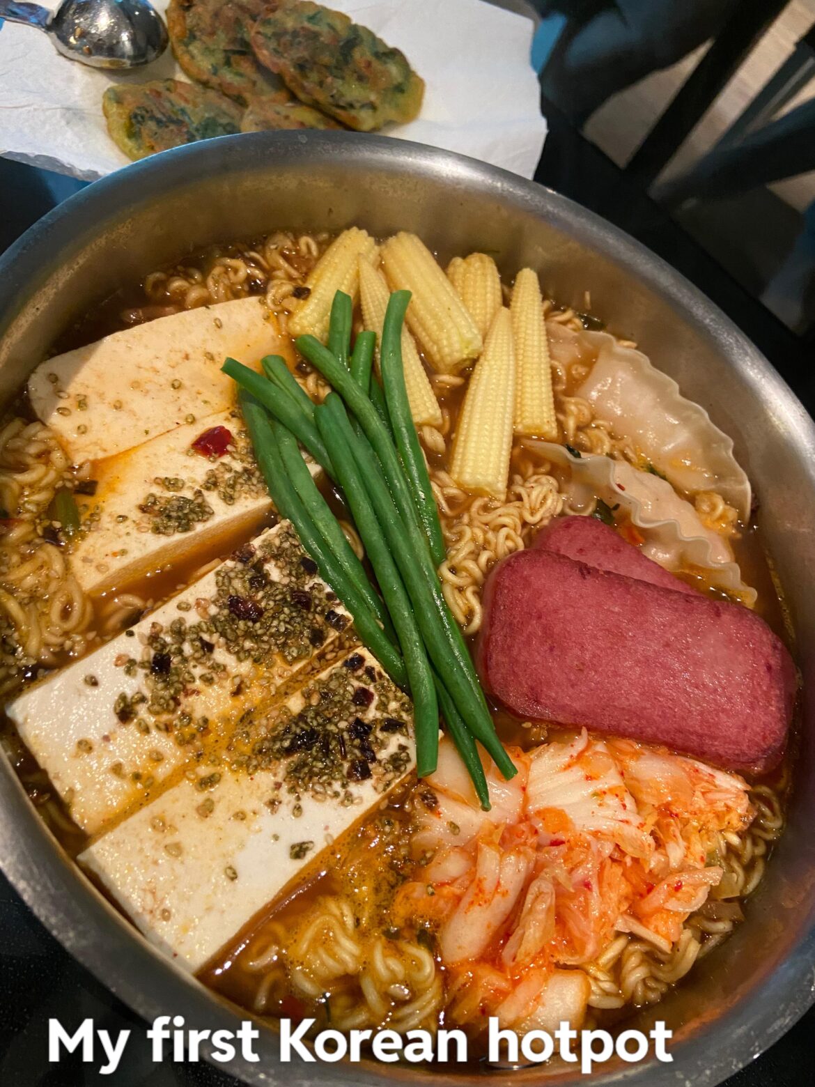 Korean hotpot first time, green beans & baby corn added for health not for authenticity :)